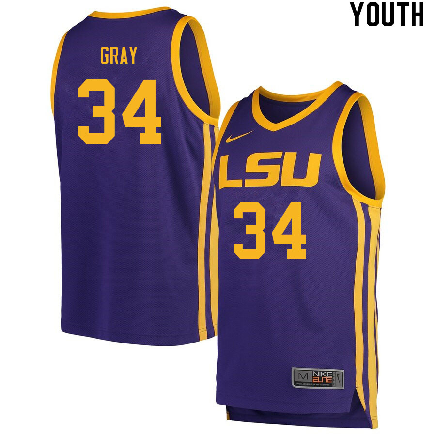 Youth #34 Josh Gray LSU Tigers College Basketball Jerseys Sale-Retro